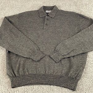 Gran Sasso Polo Shirt Sweater Men's Size 52 Brown Long Sleeve Virgin Wool T596